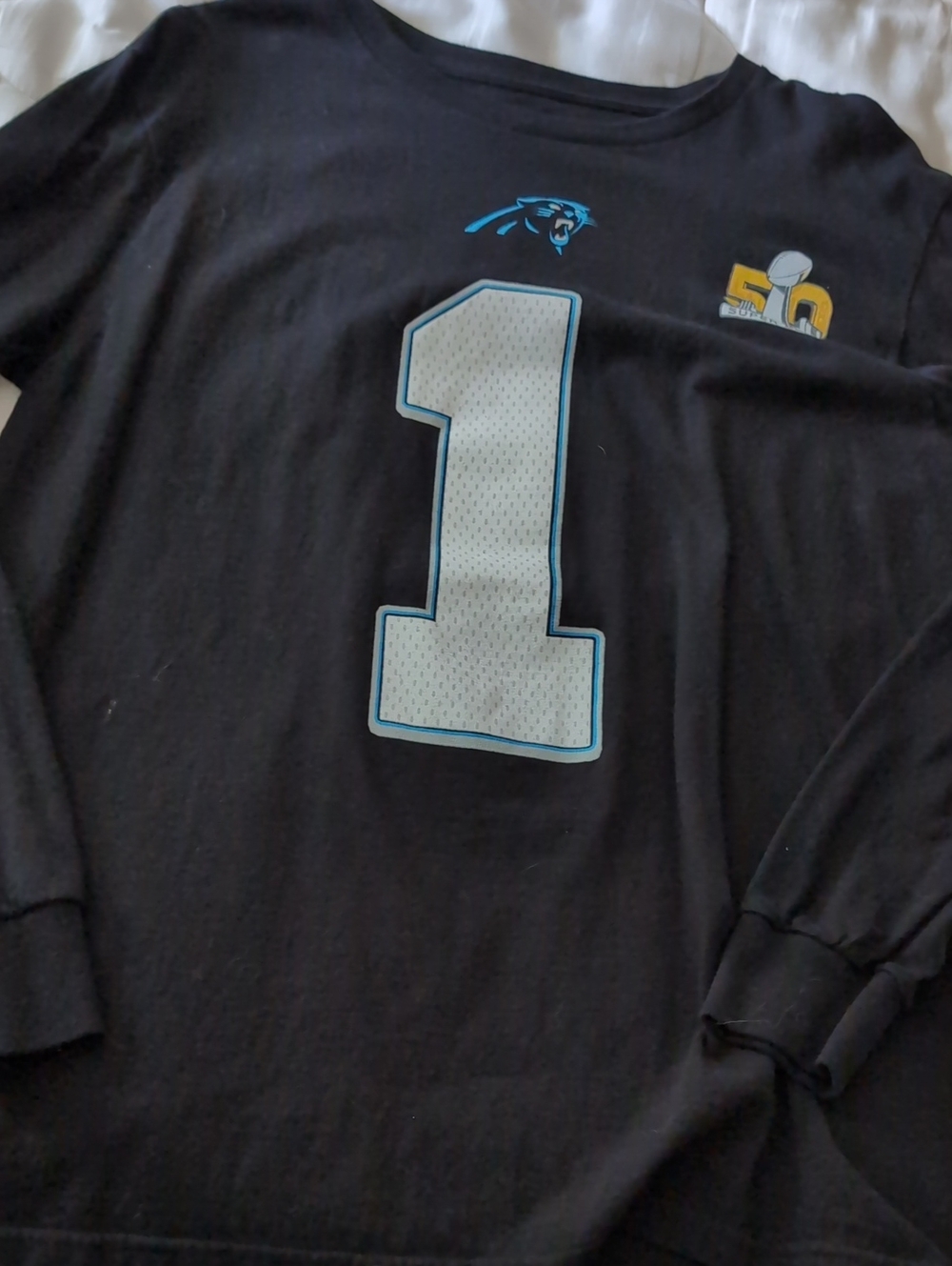 Majestic NFL Cam Newton Black Pullover Long sleeve Tee
